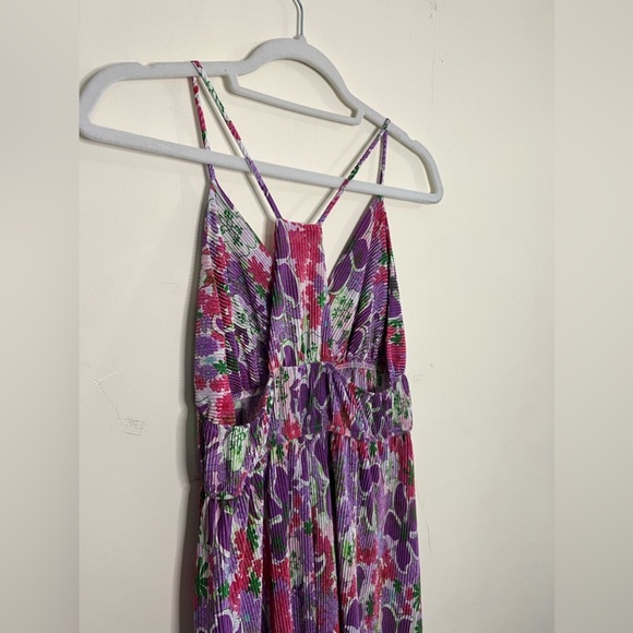 Floral Pink Purple Maxi Dress Made in USA - Picture 5 of 6